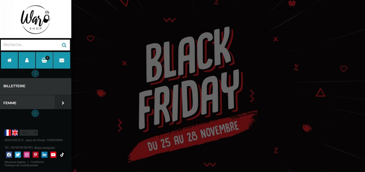 Visuel Diaporama Black Friday pour Site e-commerce Theme Waro